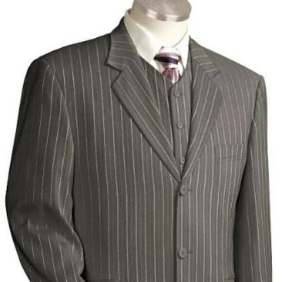 Mens Pinstripe Zoot Suit with Matching Shoes Suit Black and Hot Red